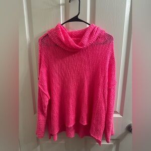 Altar'd State Vibrant Pink Cowl Neck Sweater